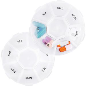 Dagelijkse pillendoos en wekelijkse pillenorganisator - 2 stuks voor vitamines en supplementen