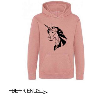 Be Friends Hoodie - Eenhoorn - Kinderen - Roos - Maat 1-2 jaar