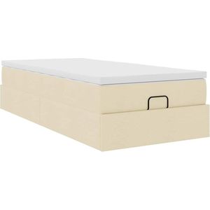 vidaXL - Bedframe - met - matras - 90x190cm - stof - crèmekleurig