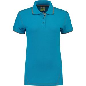 Lemon & Soda polo voor dames in de kleur turquoise in de maat S met contrast details