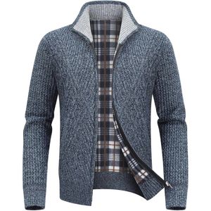 Dikke gebreide vesten voor heren met fleece en volledige rits