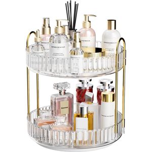 Unyqoos® Revolutionaire 360 Graden Draaibare Make-up Organizer Met Transparante Twee Lagen Voor Optimaal Opbergen