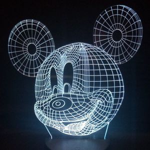 Nachtlamp 'Mouse' - LED lamp - 3D Illusion - 7 kleuren en 4 effecten