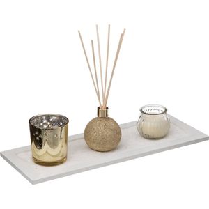 Geurset met kaars en diffuser, goud