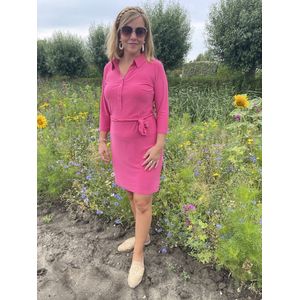 Hill Fashion - Jurk - Marian - Travelstof - Angelle Milan - Fuchsia - Maat L