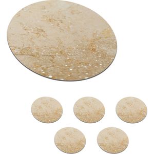 Onderzetters voor glazen - Rond - Marmer - Bruin - Oranje - 10x10 cm - Glasonderzetters - 6 stuks