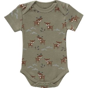 Fresk Romper met Korte Mouwen - Newborn - Biologisch Katoen - Groen - Deer Olive