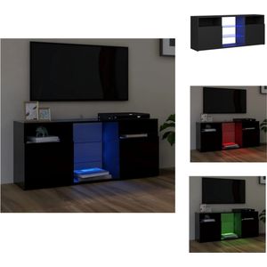 vidaXL TV-meubel - LED-verlichting - Zwart - Bewerkt hout en gehard glas - 120 x 30 x 50 cm - Kast