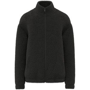 Spasso Uniseks sweater van sherpa met rits en afhangende schouders SP404 - Black - 3XL