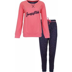 Irresistible Dames Pyjama - 100% Gekamde Katoen - Roze - Maat L