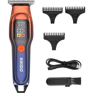 Krachtige Digitale Scheerapparaat - Mini 0,5mm Trimmer + 3 Opzetstukken - Usb-Oplaadbare Trimmer voor Gezichtshaar, Hoofdhaar en Lichaamshaar - Perfecte Lichaamshaar Verzorging - Digitale Batterij Indicator - Kleur: Rood/Blauw