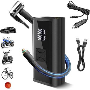 150PSI Elektrische Bandenpomp Compressor - Draagbare luchtcompressor met Ledlicht en Digitaal LCD voor Auto, Racefiets, Mountainbike, E-bike en Motorfiets