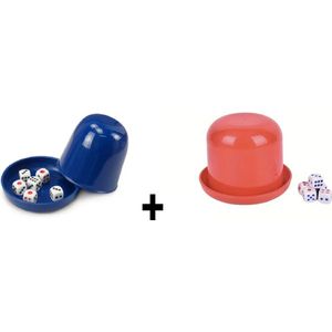 Dobbelbeker Spel - Tafelspellen - Drankspel - Bar spellen - Kerst - Blauw + Oranje- 2 bekers