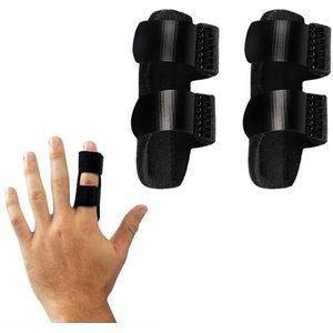Vingerspalk - 2 Stuks - Vingerbrace - Vinger Splint - Vingerfixatieriem - Revalidatiespalk - Brace voorGebroken Vingers - Vinger Ondersteunen - Vingerbescherming - Spalk - Brace - Geschikt voor Wijs-, Middel-, Ringvinger - Zwart - One Size