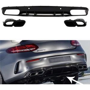 Sport Diffuser Double Tips Geschikt Voor Mercedes C C205 A205 14-19 C63 Look Night Package zwart