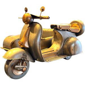 Vintage zijspan - scooter - schaalmodel - metaal - decoratie
