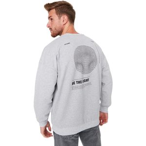 Trendyol Grijs Melange Oversize/Brede Binnenkant Sweatshirt Met Polaire/Warme Mystieke Print Tmnaw23Sw00411