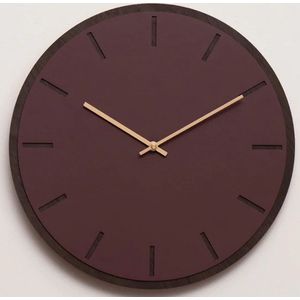 Hemverk wandklok Bordeaux donker eiken -  Koperen wijzers - 28cm