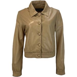Dames Korte Tan Echte Leren Jas – Sierra M