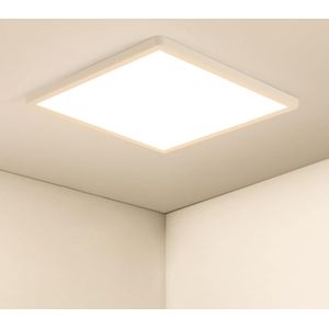 Goeco Plafondlamp - 30cm - Medium - LED - 24W - IP44 - 2700LM - 3000K - warm licht - ultradun vierkant - voor badkamer slaapkamer keuken woonkamer balkon