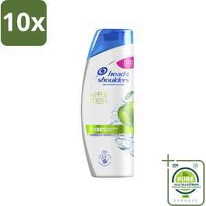 10 x Head & Shoulders - Shampoo - Apple Fresh - Verfrissende & Natuurlijke Appelgeur - 400 ml - Grootverpakking - Haarverzorging - Anti-roos Shampoo - Roos Shampoo - Appelgeur Shampoo - Hoofdhuidverzorging