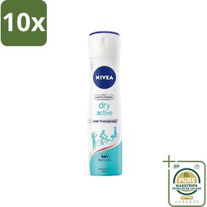 10 x Nivea - Deodorant - Dry Fresh Anti-Transpirant Spray - 150 ml - Grootverpakking - Anti-transpirant Spray - 48 Uur Bescherming - Deodorant Spray - Droge Frisheid - Huidverzorging