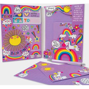 Briefpapier voor Meisjes met Stickers en Enveloppen - Map met 30 Vel Gelinieerd Briefpapier & 20 Bijpassende Enveloppen & Stickers & Sluitzegels - Unicorn Speelgoed - Briefpapier met Enveloppen - Schrijfpapier - Stationery - Cadeau Meisje