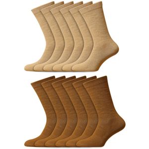 Kindersokken | Merk: Yellow Moon | Kleur: Bruin | Maat: 19 t/m 42 | Aantal: 12 paar
