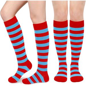 2 paar - Gestreepte dames sokken - Kniekousen voor dames - Kniesokken - Overknee sokken - Sportsokken