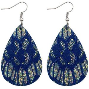Oorhangers - dames - blauwe oorbellen - glitter- cadeau voor vrouw - Liefs Jade