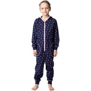Merry Style Kinder Pyjama - ronde hals - lange mouwen - lange broek met zakken - Katoen - MS-MS10-223-PJ - Marineblau Rosa Punkte - 122-128