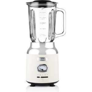Retro Blender met Glazen Reservoir - 1,5 Liter, 3 Snelheden, Pulsfunctie, Roestvrij Staal, BPA-vrij