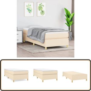 vidaXL Bedframe 100x200 cm - Crèmekleurig Stof Boxspring Frame - Slaapkamer Meubels - Tweepersoons Bed - Creme Kleur - Stoffen Bedframe
