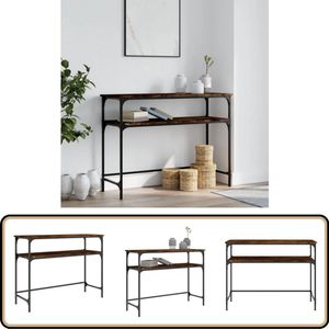 vidaXL Wandtafel gerookt eiken 100x35,5x75 cm Wandtafel - Industrieel Design - Houten Tafel - Bruine Tafel - Bergruimte
