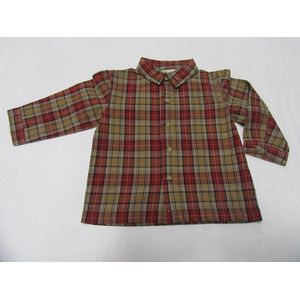 noukie's , jongens , overhemd , geruit , beige / rood , 12 maand 80