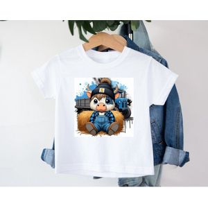Kinder T-shirt met vrolijke print -boeren - tractor- wrangler -koeien -dieren - boy -girl - cow 15