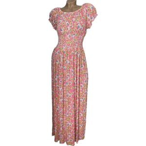 Dames Lange Zomerjurk / Strandjurk 809 One size S-L roze