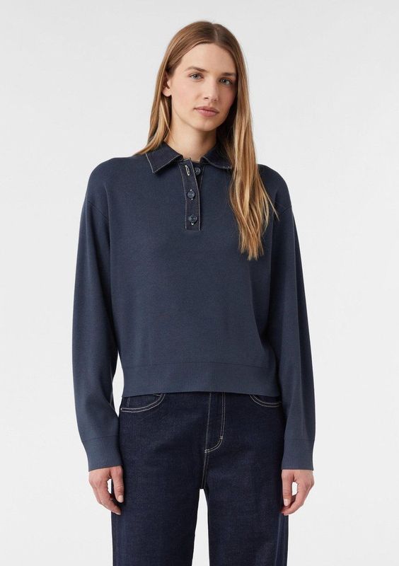 comma - Gebreide Trui - Zacht - Polokraag - V-halslijn