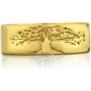 Tree of Life gepolijste zilveren ring voor vriendin 14K Verguld