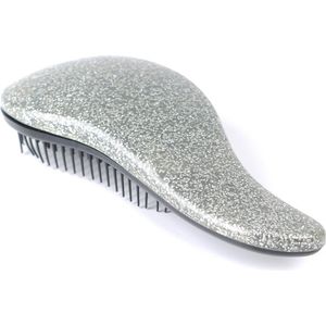 *** Anti klit Borstel Hairbrush - Zilver Glitter - Haarverzorging Kapsalon - Haarborstel -Compact en handig in gebruik - Voor moeiteloos glad en glanzend haar - van Heble® ***