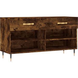 vidaXL - Schoenenbank - 102x35x55 - cm - bewerkt - hout - gerookt - eikenkleurig