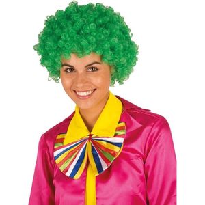 Groene clownspruik afro voor volwassenen met krulletjes