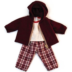 Miniland Poppenkleding Winter Wit/bordeaux 3-delig