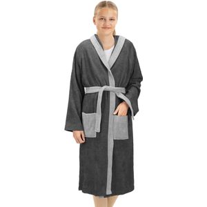 HOMELEVEL Badstof badjas voor kinderen 100% katoen voor meisjes en jongens Grijs Maat 140