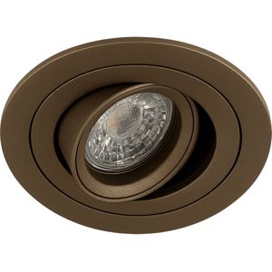 Inbouwspot - Velmi Luno Pro - Rond - Brons - Kantelbaar - Zaagmaat 80mm Diameter 92mm - Incl. GU10 Fitting