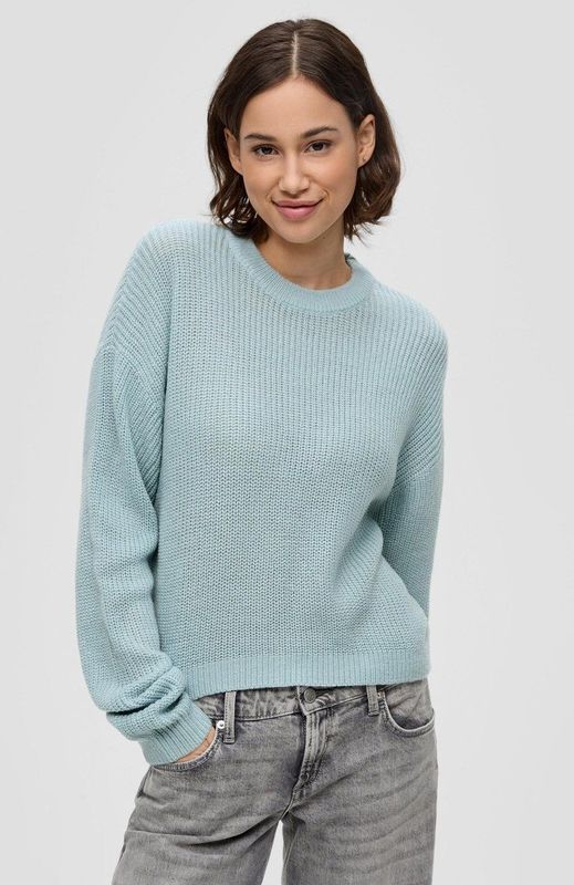 QS Trui  crème / turquoise