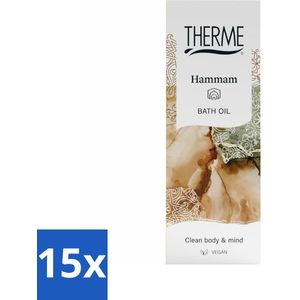 15 x Therme - Hammam - Badolie - Hydraterend - Verzorgend - 100ml - Badolie - Hammam Ritueel - Hydraterende Badolie - Wellness Ritueel - Oosterse Geur