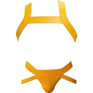 Barcode Berlin Multipack 1x Anton Jock Yellow + 1x Harness Matt Yellow - MAAT L - Heren Ondergoed - Jockstrap voor Man - Mannen Jock