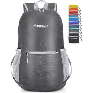 Ultra Lichtgewicht Opvouwbare Rugzak 20L,Kleine Rugzak Waterdichte Wandelrugzak,Pakbare Rugzak voor Dames En Heren,Outdoor Wandelen Camping Wandelen Reizen - Grijs