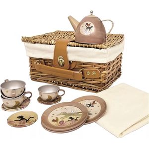 Egmont Toys Theeset blik Bremer Muzikanten in rieten mand 27x21x12 cm